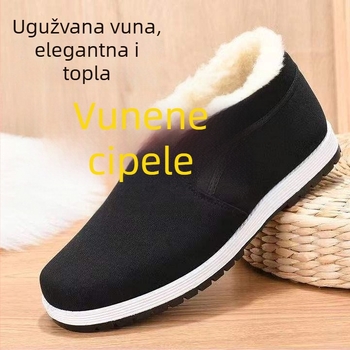 Muške zimske papuče, visokim gornjim dijelom od pamuka, plišna podstava, protuklizna potplata od pjene gume