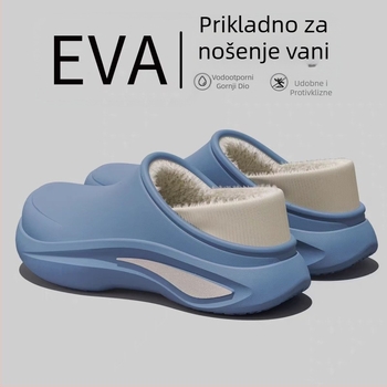 Muške Baotou pamučne papuče, zimske za unutarnju upotrebu, s flisom, EVA gornji dio i potplat, zatvorenom petom