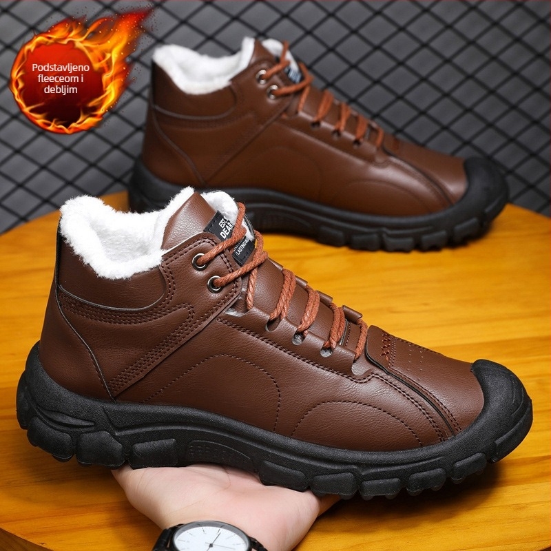 Muške kućne papuče, casual stil, fleece podstava, PU gornji dio, plastični potplat, zima
