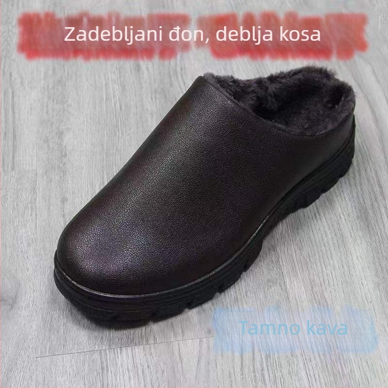 Muške zimske papuče od pamuka s vodootpornom debelom potplatom za kućnu i vanjsku upotrebu