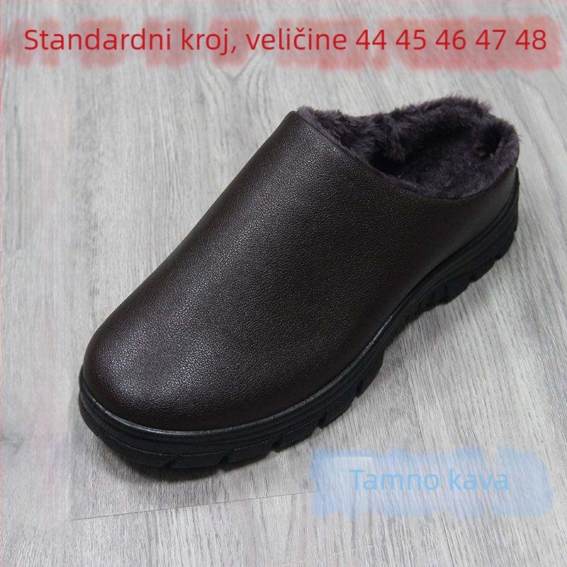 Muške zimske papuče od pamuka s vodootpornom debelom potplatom za kućnu i vanjsku upotrebu