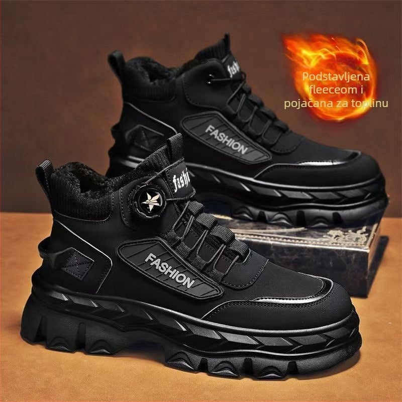 Muške zimske čizme Martin, s fleec podstavom, vodootporne, protuklizna gumena potplat, vezanje sprijeda, srednje visine