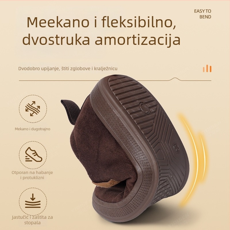 Muške zimske papuče s flisom, debela izolacija, PVC protuklizna potplata