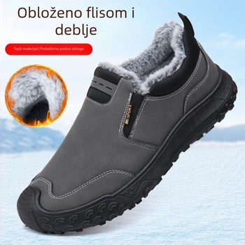 Zimske muške cipele bez vezivanja za svakodnevnu uporabu, s debelim đonom, gornji dio od sintetičke kože, plastični đon