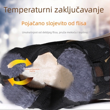 Unisex zimske papuče s fleece podstavom, platneni gornji dio, gumena potplata, zaobljena špička