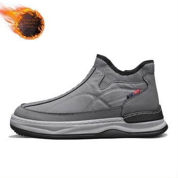 Muške zimske čizme za snijeg sa bočnim zatvaračem, visokim vratom, podstavljene fleeceom, protuklizni PVC potplat, Minsisuyoshi