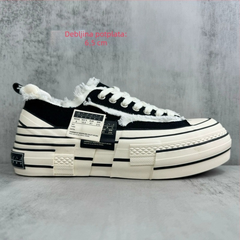 Beggar tenisice, platno, unisex, debela platforma, prednje vezivanje, vulkanizirana gumena potplat, visina peta 6-8 cm