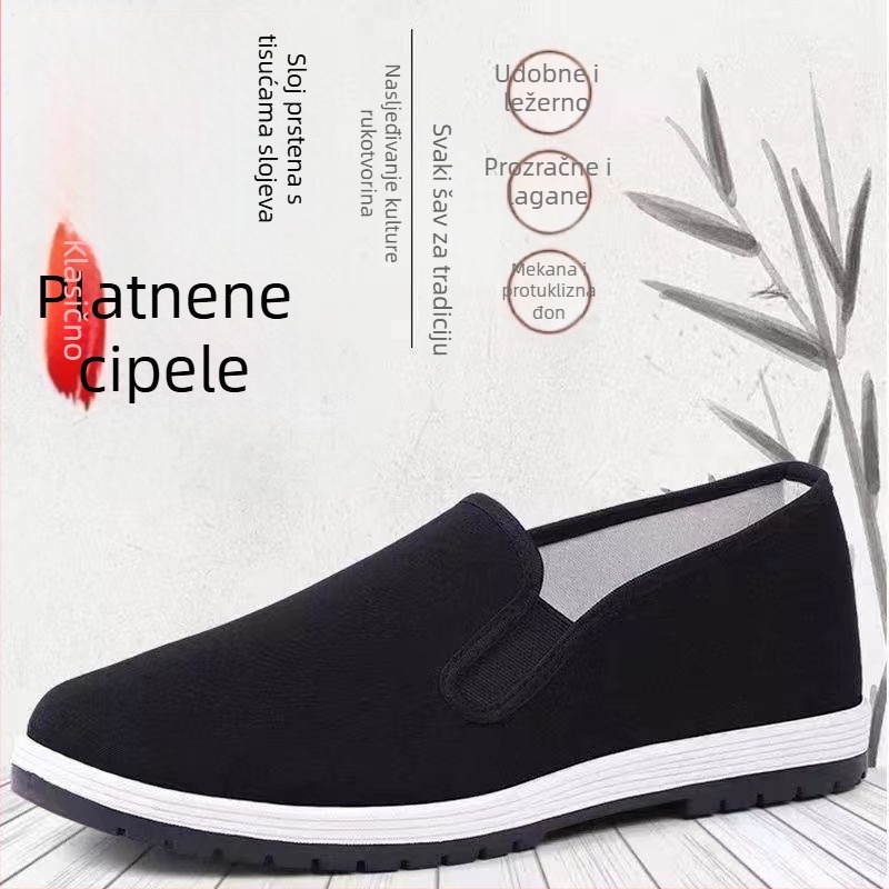 Muške platnene tenisice s okruglim vrhom, niski gornji dio, 1–3 cm peta, gumeni đon