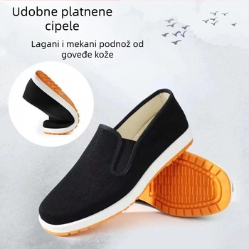Muške platnene tenisice za hodanje, prozračne i lagane, slip-on s elastičnom remenom, gumeni potplat, unutarnja tkanina od pamuka, tekstilni uložak