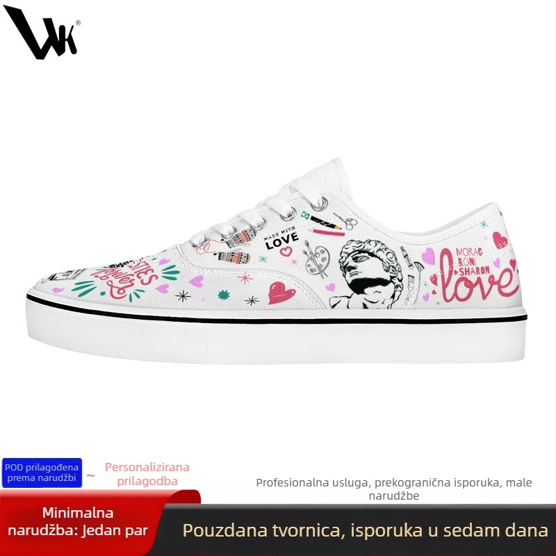 Unisex platnene tenisice s niskim profilom, prilagođene crtama, vezanje, EVA uložak, mrežasta podstava