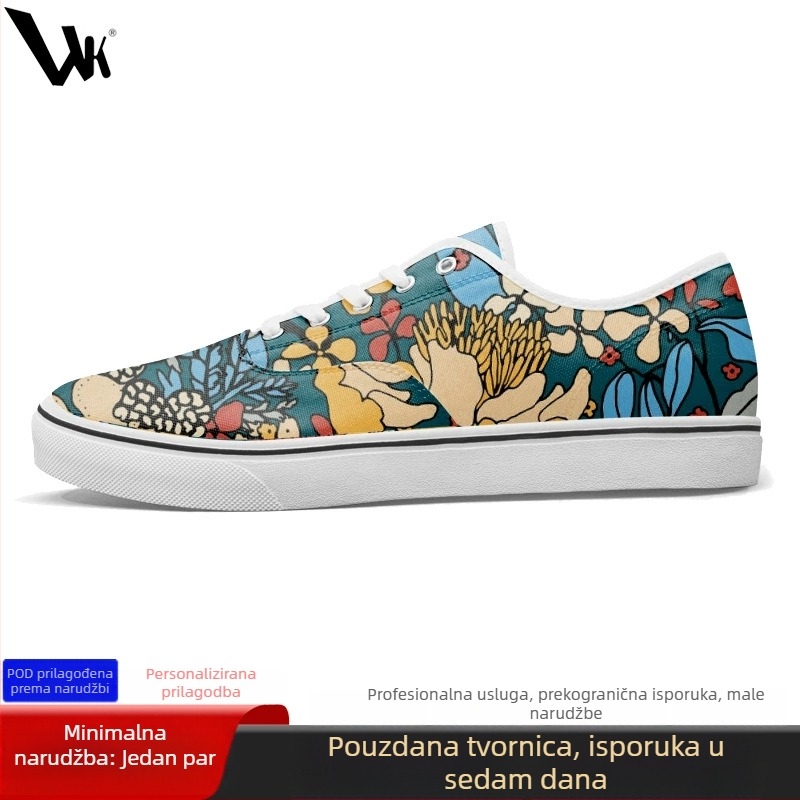 Unisex platnene tenisice s niskim profilom, prilagođene crtama, vezanje, EVA uložak, mrežasta podstava