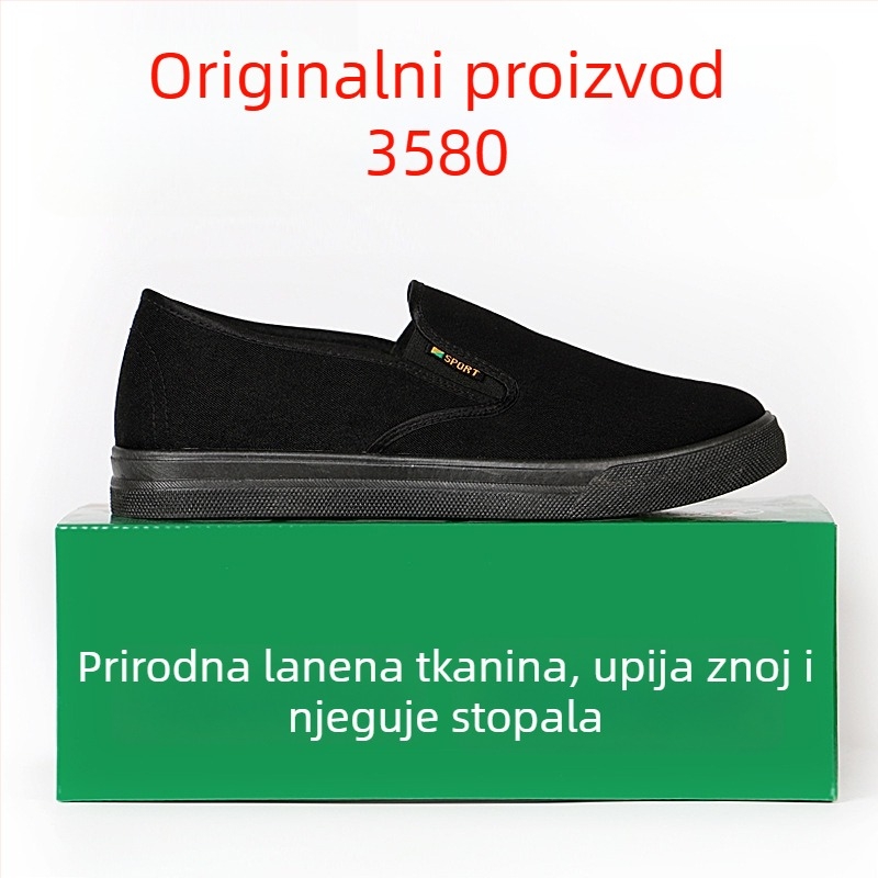 Muške casual tenisice, prozračni platneni gornji dio, zatvaranje elastičnim pojasom, EVA ulošak, zaobljeni vrh