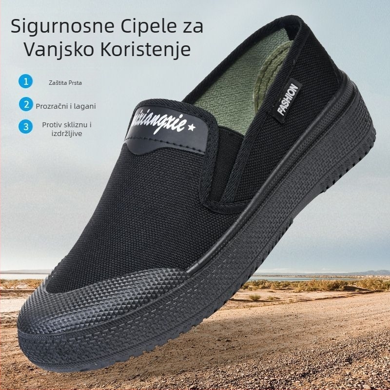Slip-On tenisice za trening s platnenim gornjim dijelom, niska linija, plastični potplat, dišući