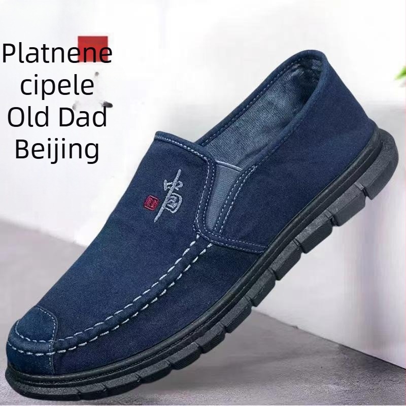 Muške platnene tenisice bez vezica, okrugli vrh, niski gornji dio, elastična traka, gumena potplat