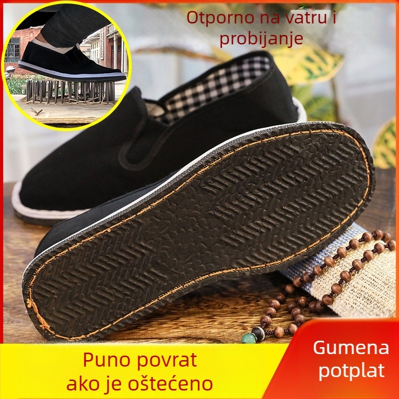 Muške radne cipele s gornjim dijelom od pamuka, okrugla nosnica, plastični đon, šivana konstrukcija