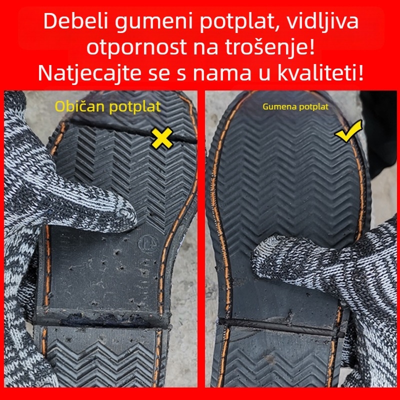 Muške radne cipele s gornjim dijelom od pamuka, okrugla nosnica, plastični đon, šivana konstrukcija