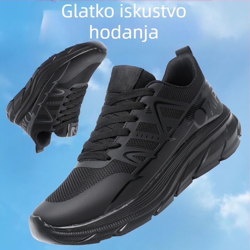 Muške tenisice za trčanje s PU+mrežastim gornjim dijelom, EVA đon, vezanje, niski kroj, prozračnost