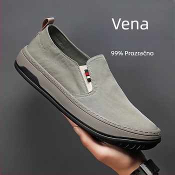 Muške slip-on platnene tenisice – prozračne, lagane, otporne na habanje; platneni gornji dio, gumeni potplat, EVA uložak, oštar nos