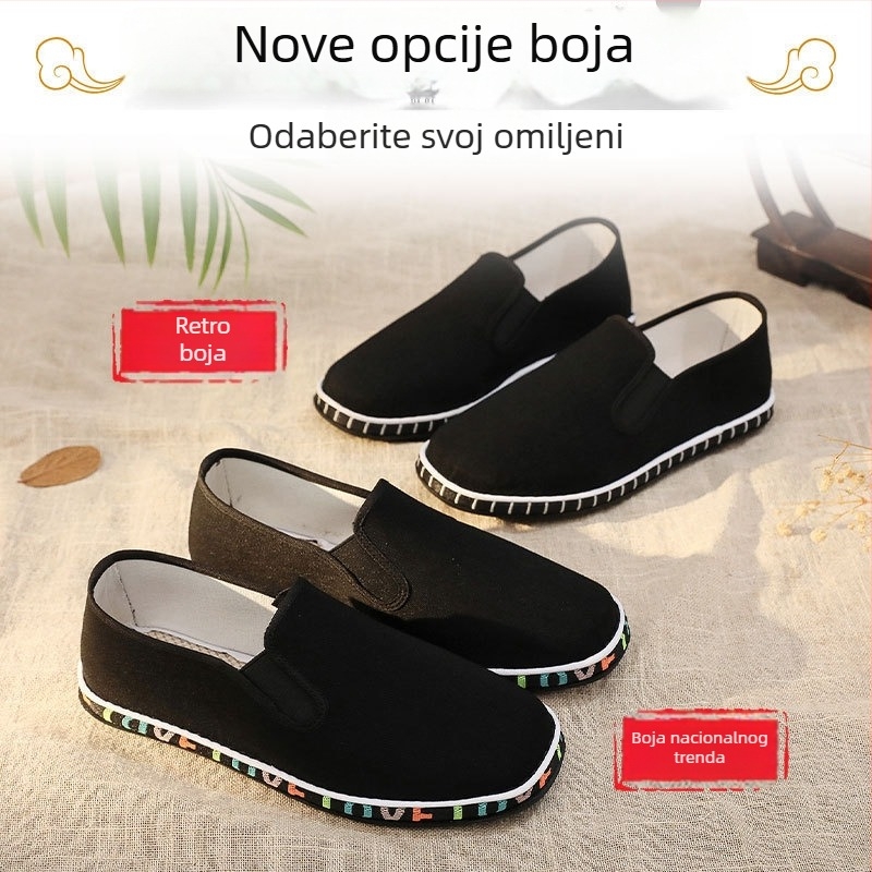 Unisex platnene slip-on tenisice, okrugli vrh, niski gornji dio, višeslojna potplat, šivana izrada