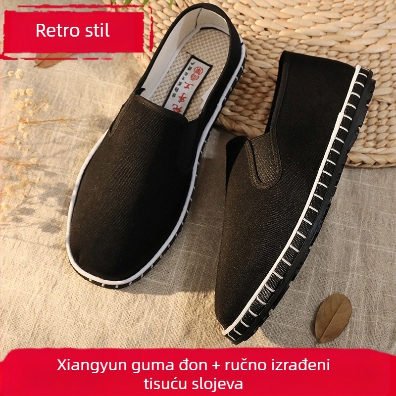 Unisex platnene slip-on tenisice, okrugli vrh, niski gornji dio, višeslojna potplat, šivana izrada