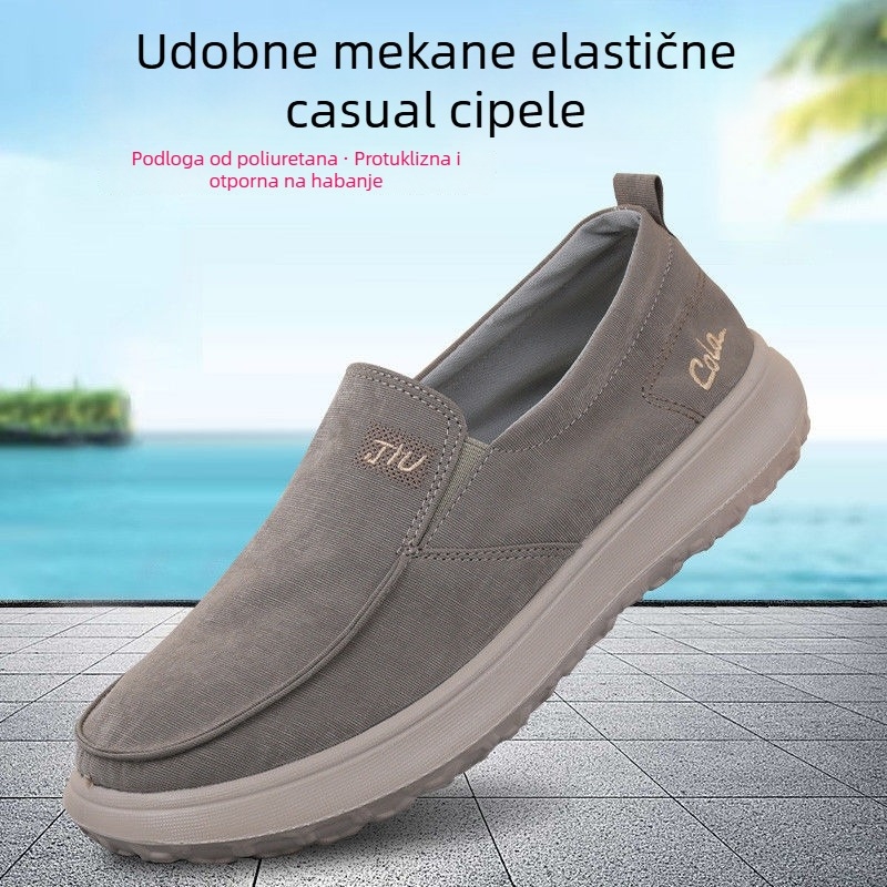 Casual slip-on platnene tenisice, prozračni gornji dio od platna, protuklizna PVC gumena potplat, niski kroj