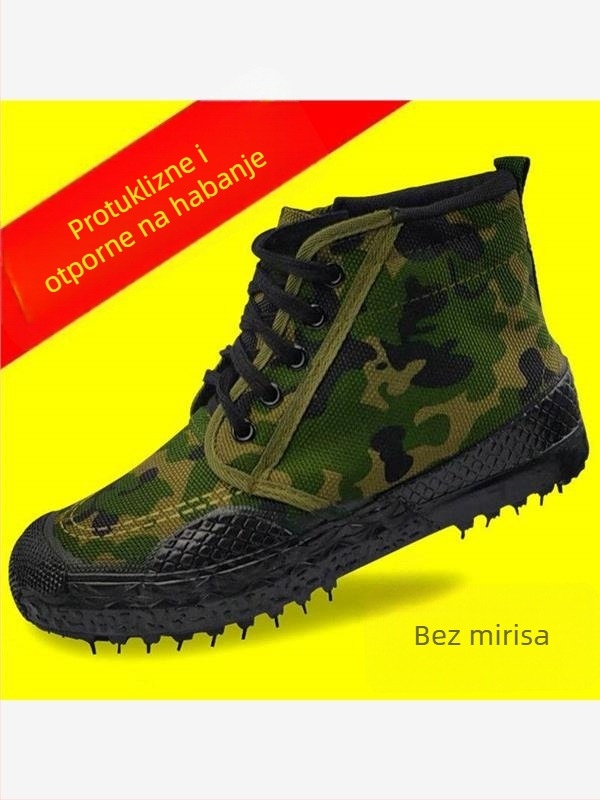 Muške gumene sigurnosne cipele, otporne na habanje i miris, gornji dio od etilenih vlakana, oštar nos, ravni potplat, na skladištu, ljeto