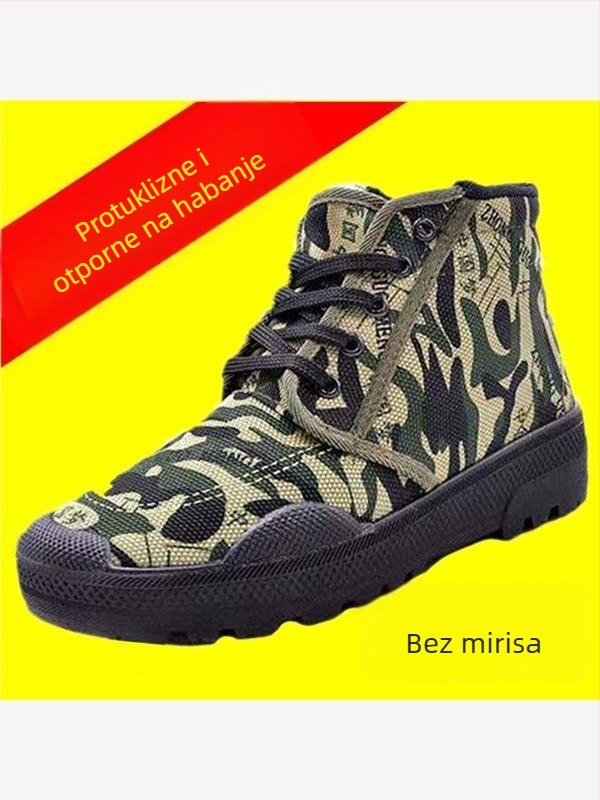 Muške gumene sigurnosne cipele, otporne na habanje i miris, gornji dio od etilenih vlakana, oštar nos, ravni potplat, na skladištu, ljeto