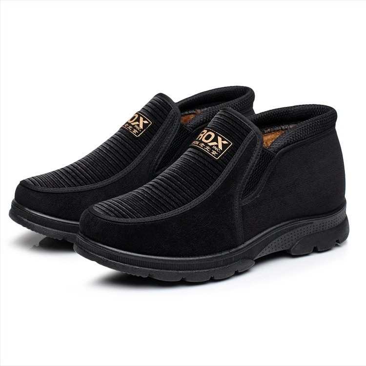 Muške zimske slip-on cipele od nubuka, s ovčjom kožom uloškom i umjetnim plišom, protuklizna gumena potplata