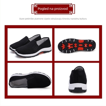 Muške platnene slip-on tenisice, vamp od pamuka, gumeni potplat, niski kroj