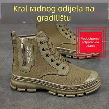 Visoke platnene radne cipele, vodootporne, prozračne, protuklizne, otporne na habanje, gumena potplat