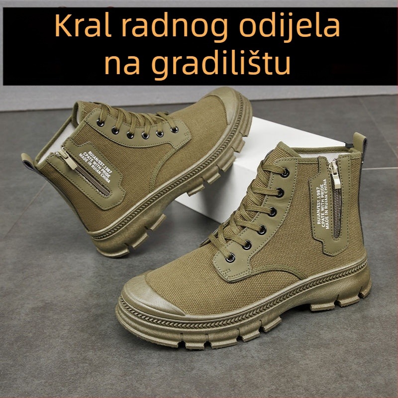 Visoke platnene radne cipele, vodootporne, prozračne, protuklizne, otporne na habanje, gumena potplat