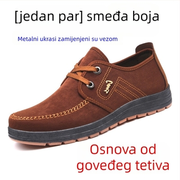 Muške radne cipele s protukliznom potplatom, gornji dio od umjetne kože, tekstilna podstava s flecom, prednje vezivanje, niski potpetica 1–3 cm