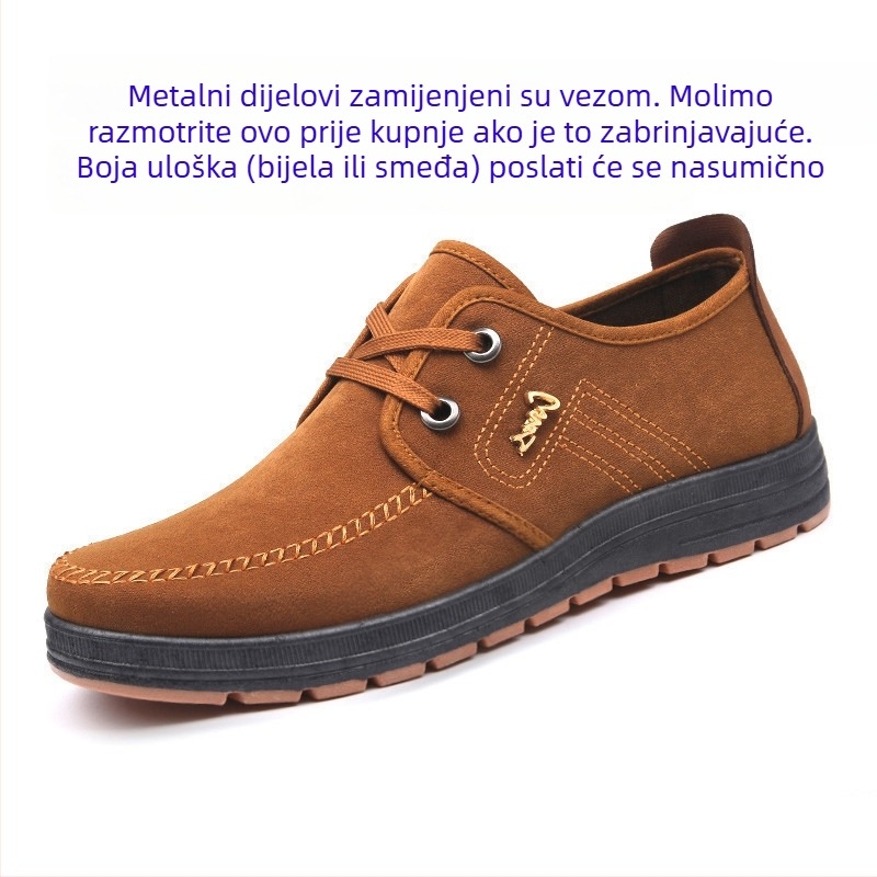 Muške radne cipele s protukliznom potplatom, gornji dio od umjetne kože, tekstilna podstava s flecom, prednje vezivanje, niski potpetica 1–3 cm