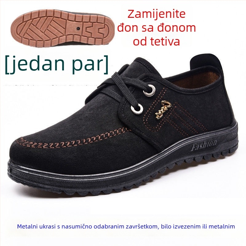 Muške radne cipele s protukliznom potplatom, gornji dio od umjetne kože, tekstilna podstava s flecom, prednje vezivanje, niski potpetica 1–3 cm