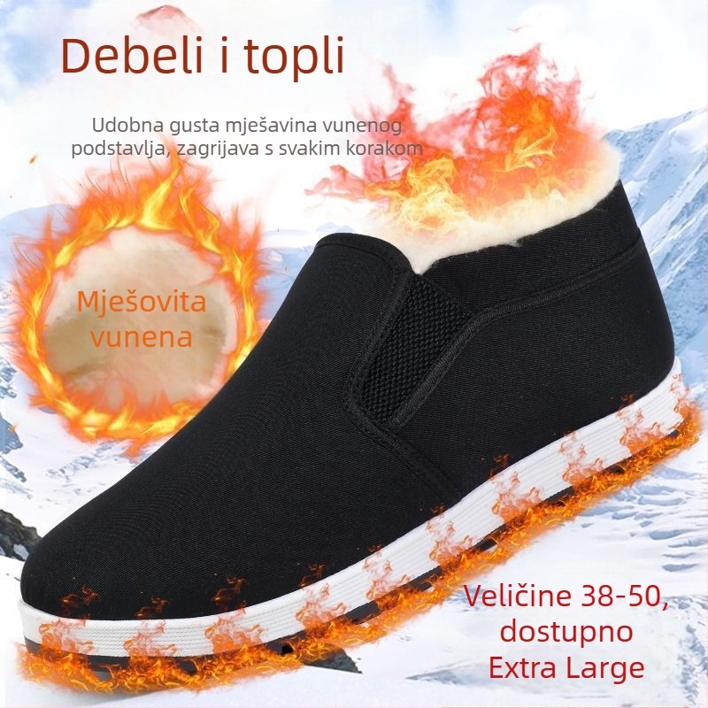 Zimske platnene tenisice Old Beijing, slip-on, visoke, podstavljene vunom i umjetnim krznom, protuklizna potplat