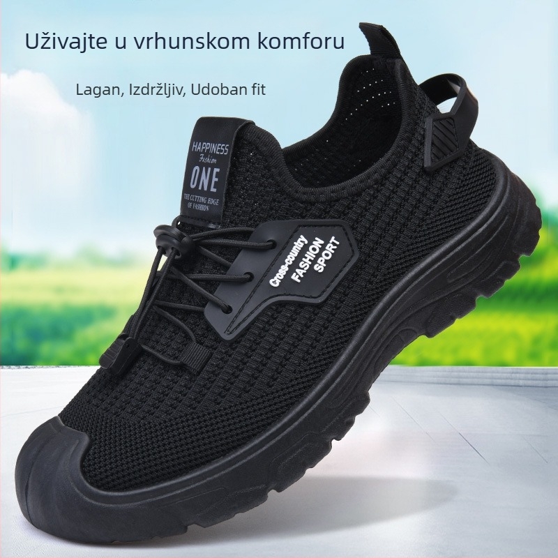 Muške mrežaste sportske tenisice, prozračan Fly-knit gornji dio, PVC đon, tekstilna uložak, niski kroj, zaobljena špička