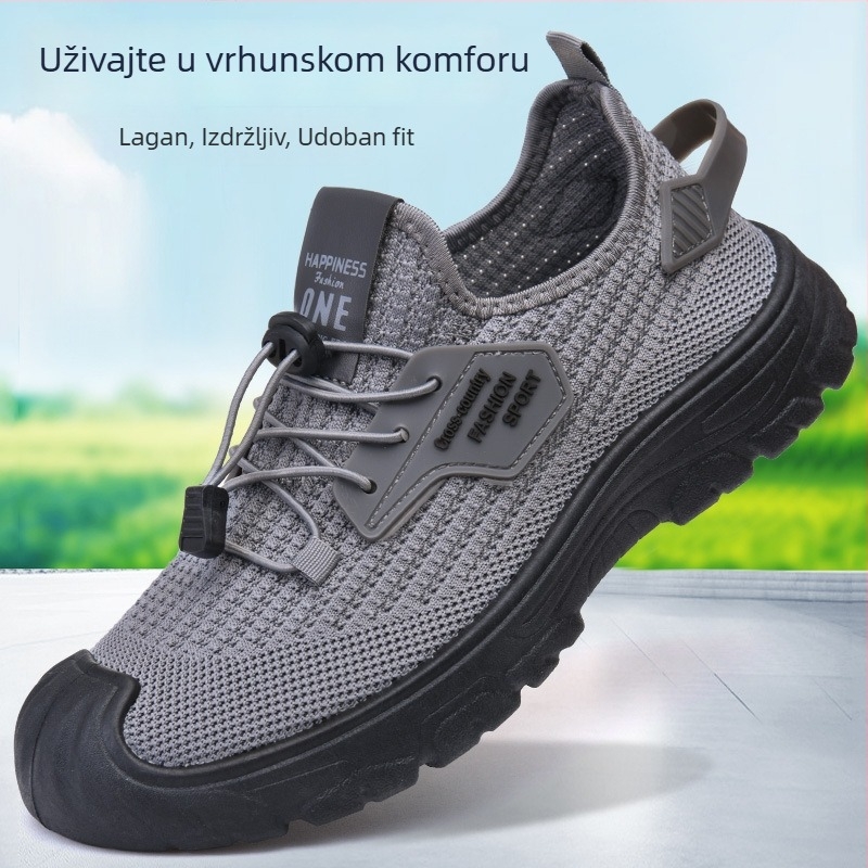 Muške mrežaste sportske tenisice, prozračan Fly-knit gornji dio, PVC đon, tekstilna uložak, niski kroj, zaobljena špička