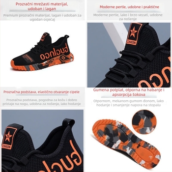 Muške sportske tenisice – platneni gornji dio, PVC potplat, vezanje, niski gornji dio, tekstilna uloška