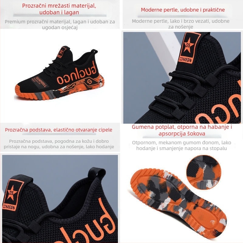 Muške sportske tenisice – platneni gornji dio, PVC potplat, vezanje, niski gornji dio, tekstilna uloška