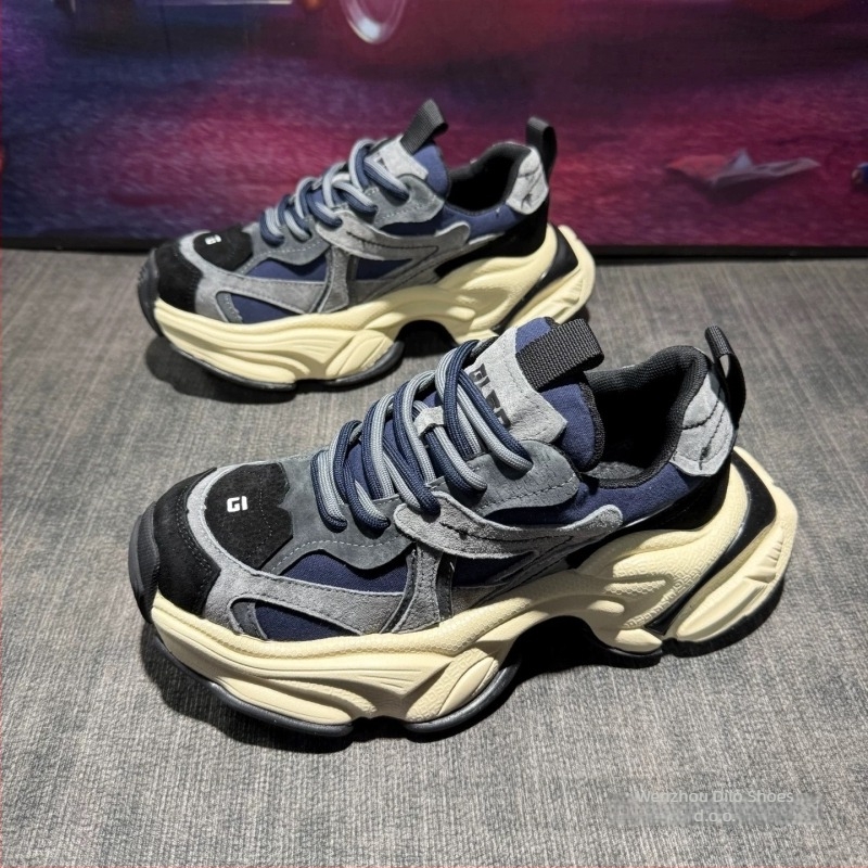 Muške platforme tenisice s Lycra gornjim slojem, mrežastom unutrašnjošću, gumom na potplati, šiljasti nos, vezanje – retro sportsko-casual stil