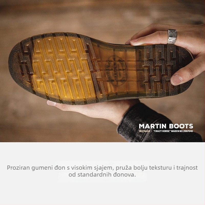 Maden Martin čizme, unisex, jesen, gornji dio od dvostruke teleće kože, PVC đon, okrugli vrh, niski pet 1–3 cm