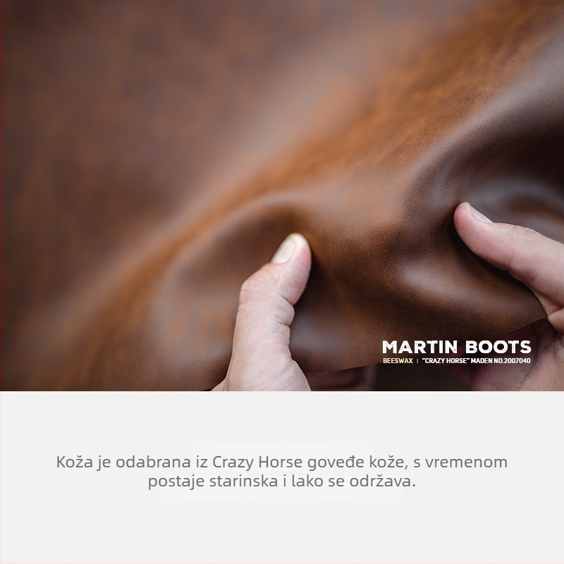 Maden Martin čizme, unisex, jesen, gornji dio od dvostruke teleće kože, PVC đon, okrugli vrh, niski pet 1–3 cm