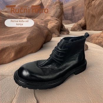Martin čizme, gornji dio od konjske kože, Goodyear welt, vezanje, okrugli vrh