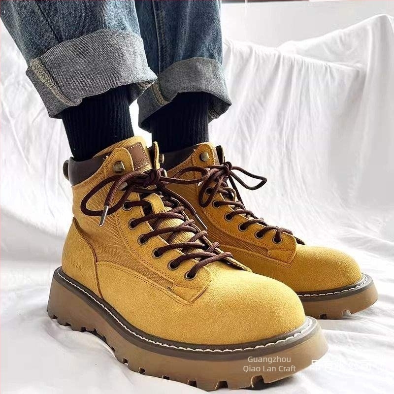 Muške Martin cipele, britanski stil, debeli đon, gornji materijal od mikrovlakanske kože, ulošak od mikrovlakanske kože, potplat od gume