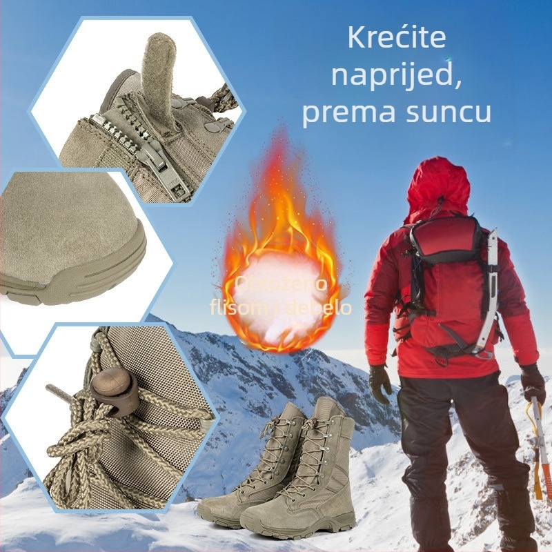 Visoke borbene čizme od nubuk kože, gumeni potplat, vezanje, visok gležanj