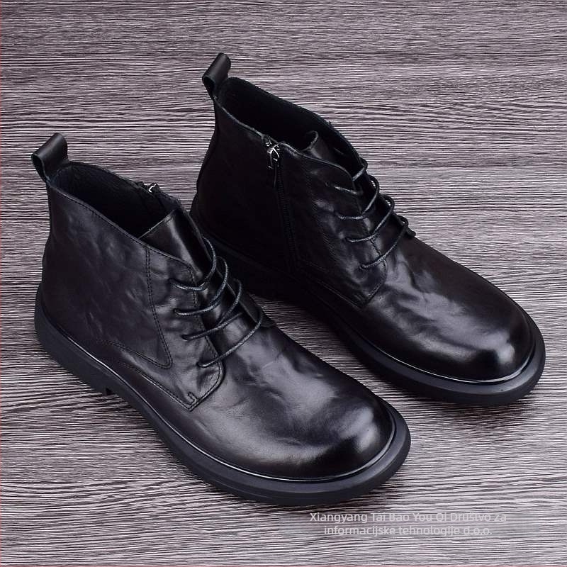 Muške Martin čizme srednje visine, bivolja koža, okrugli vrh, gumeni potplat, britanski stil