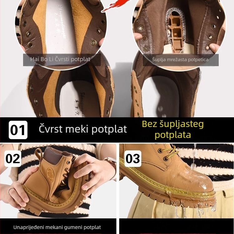 Muške Martin čizme, gornji dio od prave kože, gumena potplat, vodootporne, visina pete 3–5 cm