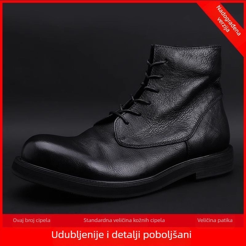 Mu qianli Muške Martin cipele s debelim potplatom, britanski stil, srednje visoke, gornji dio od različitih materijala, gumeni potplat