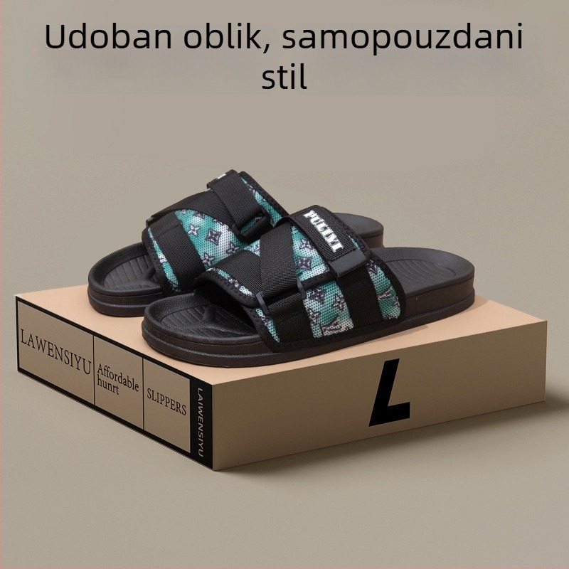 Muške papuče za ljeto – Lycra trake na gornjem dijelu, PVC đon, mladenački stil, lagane i udobne