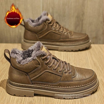 Martin čizme za muškarce, gornji dio od mikrovlaknaste kože, gumeni potplat, latex ulošak, unutarnja postava od umjetnog pliša, britski stil s debelim potplatom